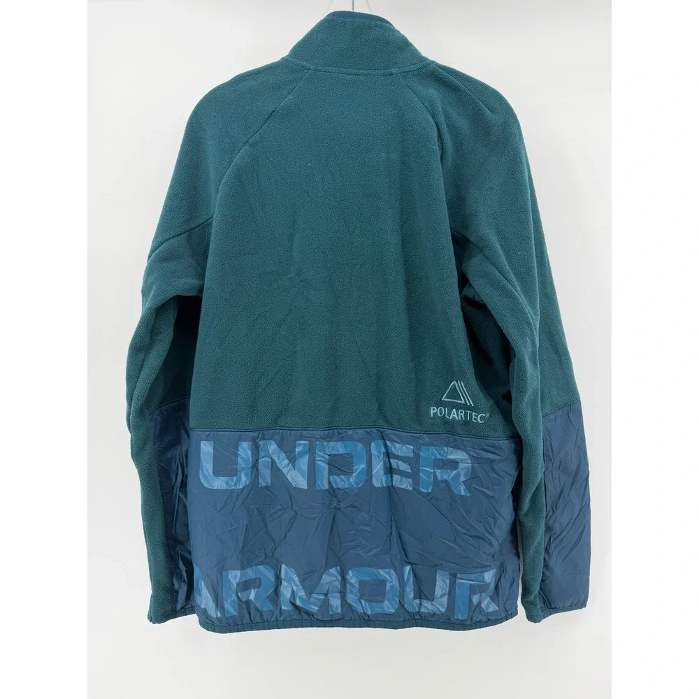 Under Armour Polartec Full Zip Fleece Jacket Teal Blue Mens Small SM Loose Fit